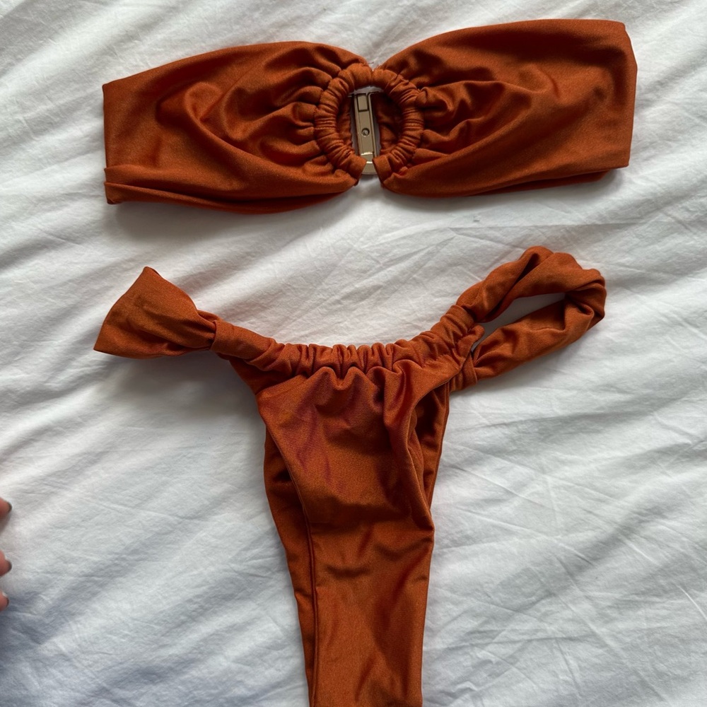 Rust Orange Bandeau Bikini Set